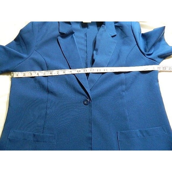 Blair Blazer Jacket Womens Size 12 Short Sleeve 1 Button Blue Pockets Classic - Picture 6 of 10